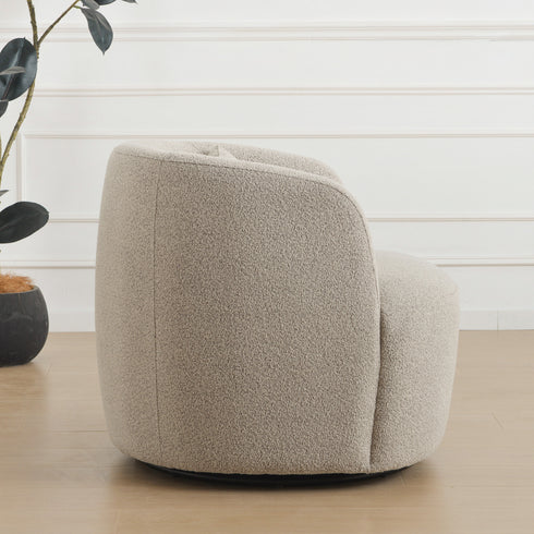 Ashlie Bouclé Swivel Barrel Chair - Swivel Accent Chair | Living Room Swivel Chairs | Kinwell Furniture | Best Swivel Chairs